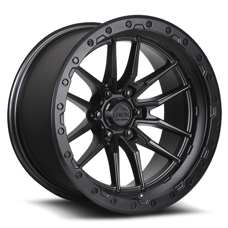 LOCK OFFROAD KRAWLER 17X9 12 6X139.7 MATTE BLACK W MATTE BLACK RING