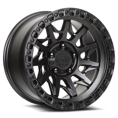 LOCK OFFROAD LUNATIC 17X9 1 5X127 MATTE BLACK W MATTE BLACK RING