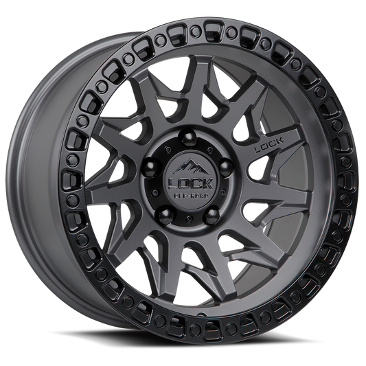 LOCK OFFROAD LUNATIC 17X9 12 6X139.7 MATTE GREY W MATTE BLACK RING