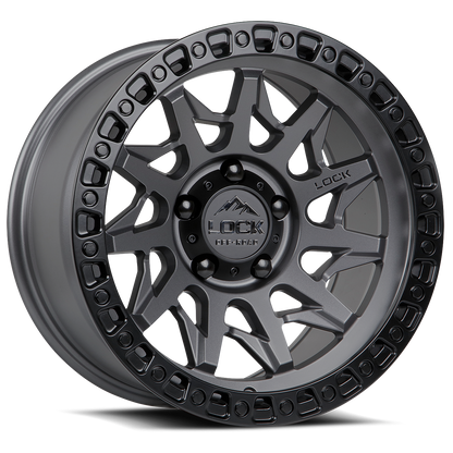 LOCK OFFROAD LUNATIC 17X9 12 5X127 MATTE GREY W MATTE BLACK RING