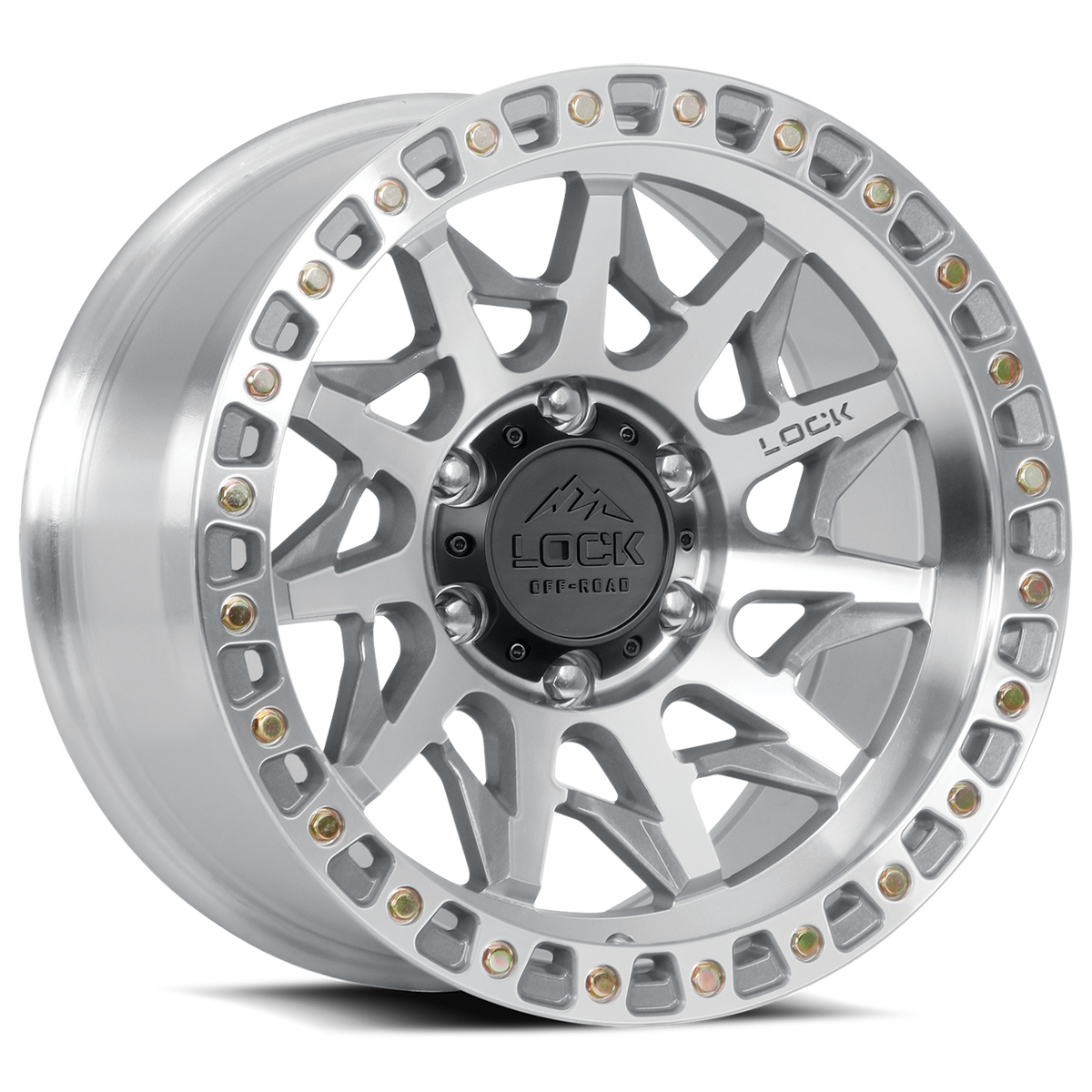 LOCK OFFROAD LUNATIC 17X9 1 6X135 MACHINE WITH CLEAR COAT