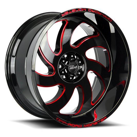OFF ROAD MONSTER M07 M07 22X12 NEG 44MM 6X139.7 GLOSS BLACK CANDY RED MILLED | M07212639N44GBMLR