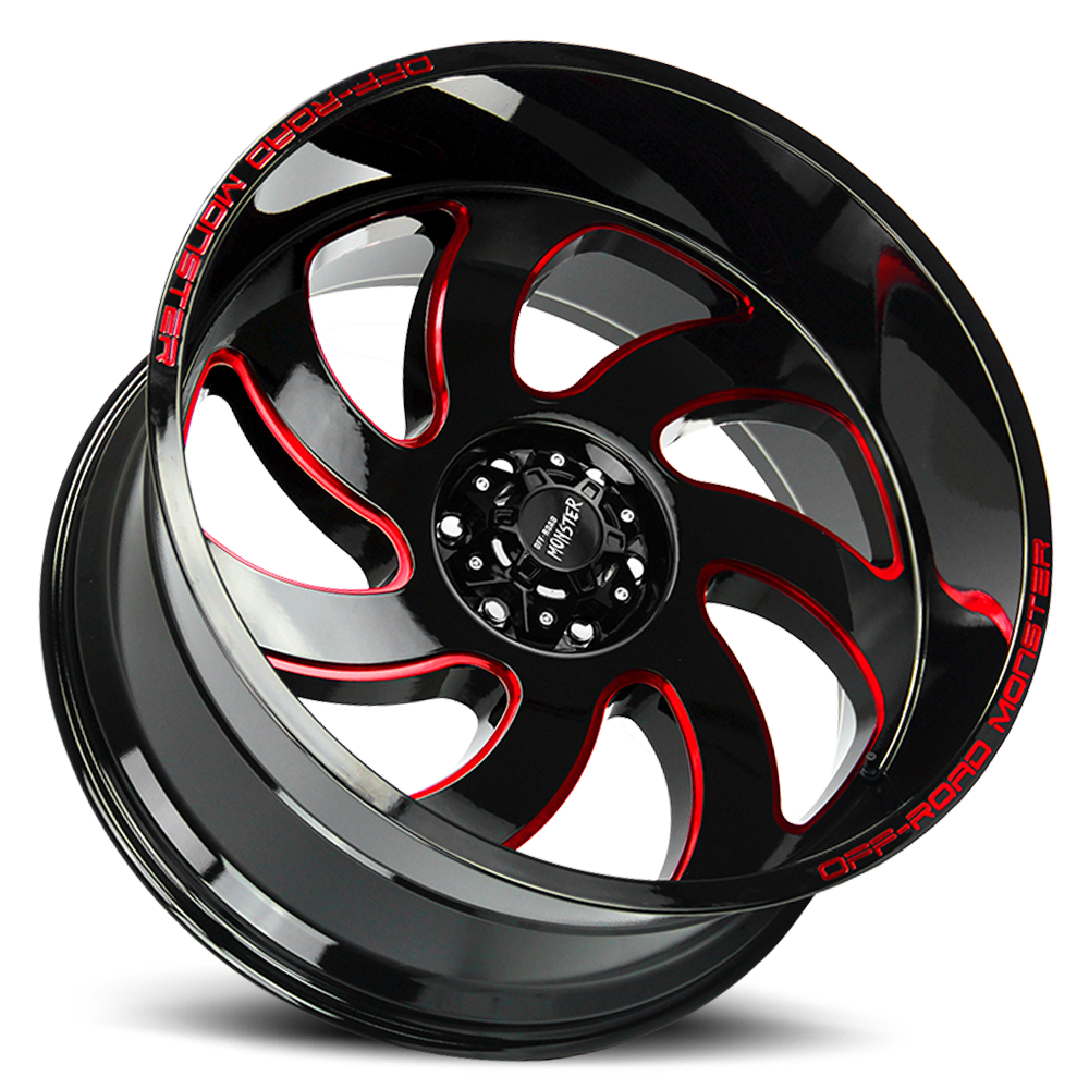 OFF ROAD MONSTER M07 M07 22X12 NEG 44MM 6X139.7 GLOSS BLACK CANDY RED MILLED | M07212639N44GBMLR