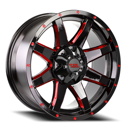 OFF ROAD MONSTER M08 M08 20X9 0MM 6X135/6X139.7 GLOSS BLACK CANDY RED MILLED | M08060702GBMLR
