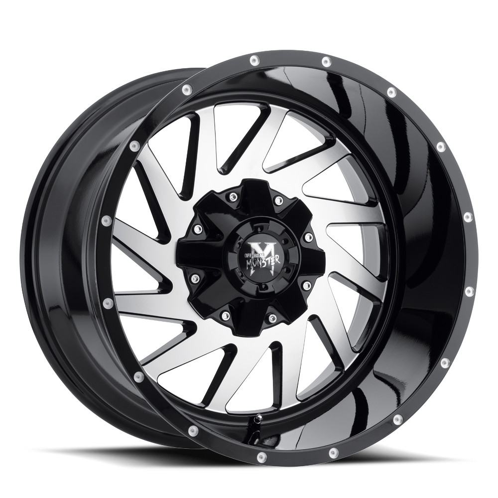 OFF ROAD MONSTER M12 M12 20X12 NEG 44MM 8X165.1/8X170 GLOSS BLACK MACHINED | M12012867N44GBM