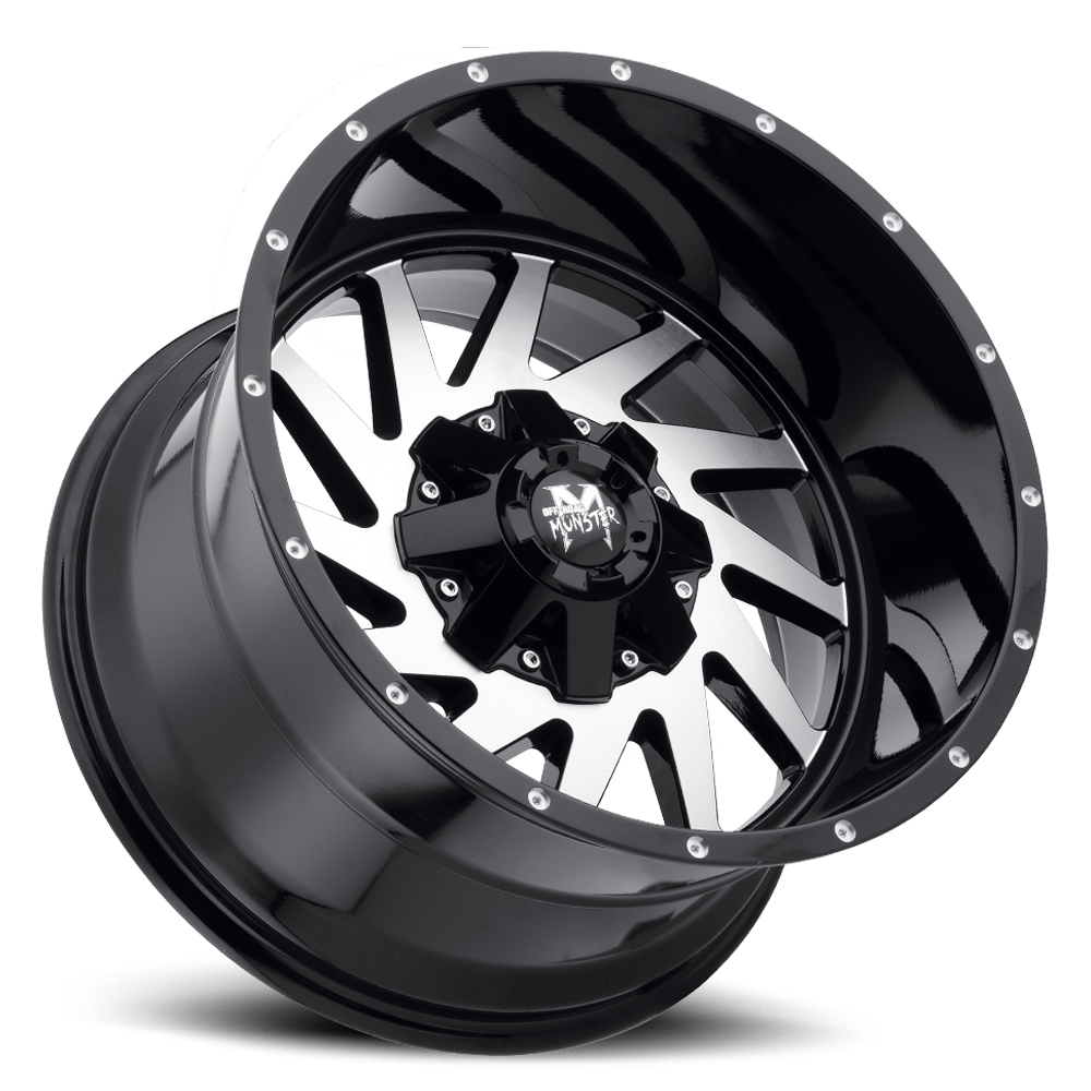 OFF ROAD MONSTER M12 M12 20X12 NEG 44MM 8X165.1/8X170 GLOSS BLACK MACHINED | M12012867N44GBM