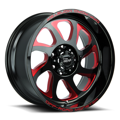 OFF ROAD MONSTER M22 M22 22X12 NEG 44MM 8X165.1 GLOSS BLACK CANDY RED MILLED | M22212865N44GBMLR