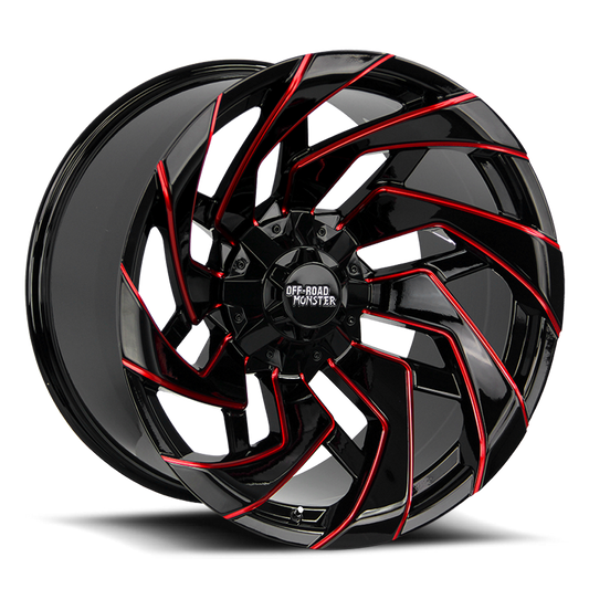OFF ROAD MONSTER M24 M24 20X10 NEG 19MM 5X139.7/5X150 GLOSS BLACK CANDY RED MILLED | M240550N19GBMLR