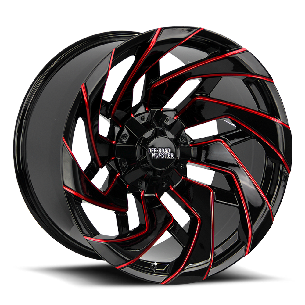 OFF ROAD MONSTER M24 M24 22X12 NEG 44MM 5X127/5X139.7 GLOSS BLACK CANDY RED MILLED | M24212527N44GBMLR