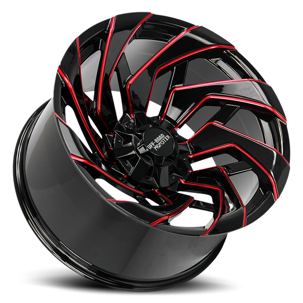 OFF ROAD MONSTER M24 M24 22X12 NEG 44MM 8X165.1/8X170 GLOSS BLACK CANDY RED MILLED | M24212867N44GBMLR
