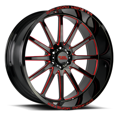 OFF ROAD MONSTER M26 M26 26X12 NEG 44MM 6X139.7 GLOSS BLACK CANDY RED MILLED | M26612639N44GBMLR
