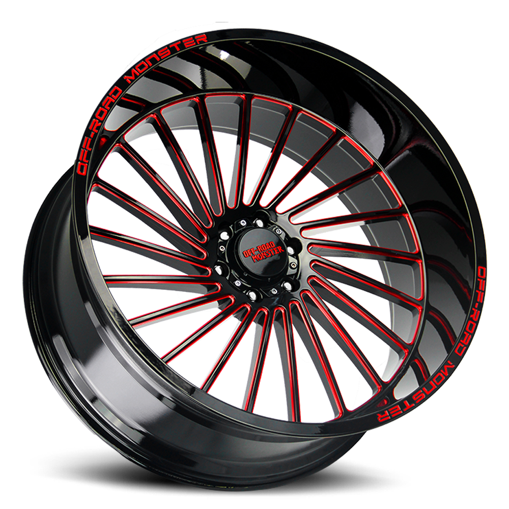 OFF ROAD MONSTER M27 M27 26X12 NEG 44MM 5X127 GLOSS BLACK CANDY RED MILLED | M27612527N44GBMLR