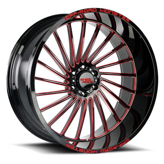 OFF ROAD MONSTER M27 M27 26X12 NEG 44MM 6X139.7 GLOSS BLACK CANDY RED MILLED | M27612639N44GBMLR