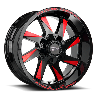 OFF ROAD MONSTER M80 M80 20X10 NEG 19MM 5X127/5X139.7 GLOSS BLACK CANDY RED MILLED | M800527N19GBMLR