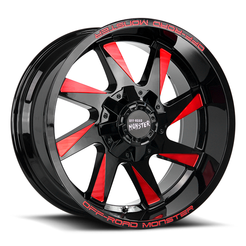 OFF ROAD MONSTER M80 M80 20X12 NEG 44MM 5X127/5X139.7 GLOSS BLACK CANDY RED MILLED | M80012527N44GBMLR