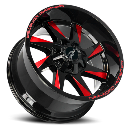 OFF ROAD MONSTER M80 M80 20X10 NEG 19MM 5X127/5X139.7 GLOSS BLACK CANDY RED MILLED | M800527N19GBMLR