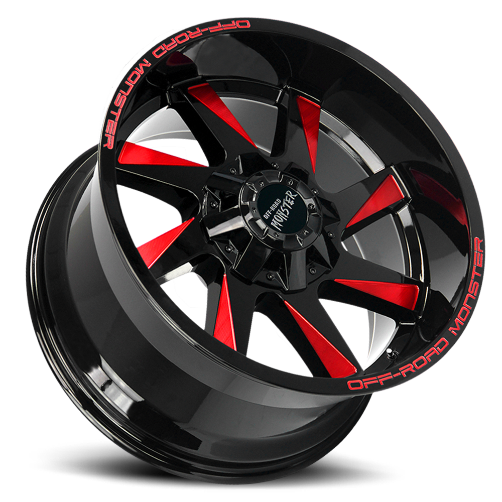 OFF ROAD MONSTER M80 M80 20X12 NEG 44MM 5X127/5X139.7 GLOSS BLACK CANDY RED MILLED | M80012527N44GBMLR