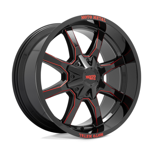 Moto Metal MO970 - 20x10 -18mm 8x165.1 G-BLK MILLED RED MOTO METAL LP Wheel | MO970210803C18N