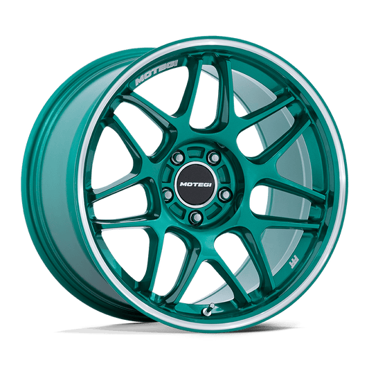 MOTEGI MR158 TSUBAKI 18x9.5 35 5x120 HOKKAIDO GREEN W/ MACHINED LIP