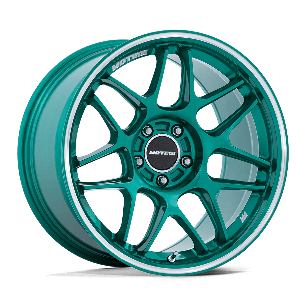 MOTEGI MR158 TSUBAKI 18x9.5 35 5x112 HOKKAIDO GREEN W/ MACHINED LIP