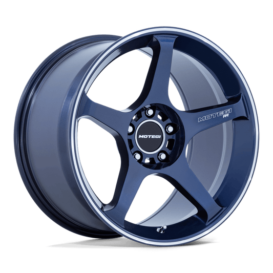 MOTEGI MR159 BATTLE V 18x8.5 22 5x114.3 OBSIDIAN BLUE MACH LIP STRIPE