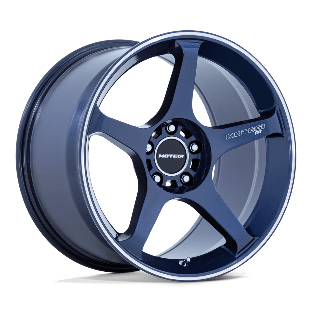 MOTEGI MR159 BATTLE V 18x10.5 25 5x120 OBSIDIAN BLUE MACH LIP STRIPE