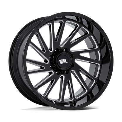 SET OF 4 WHEEL & TIRE PACKAGE - MOTO METAL MO811 COMBAT 20X10 -18 6X139.7 GLOSS BLACK MILLED | AMP PRO AT 33X12.50R20