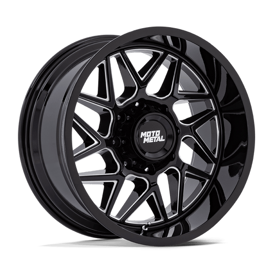 Moto Metal MO812 TURBINE - 20x10 -18mm 8x165.1 GLOSS BLACK MILLED Wheel | MO812BE20108018N