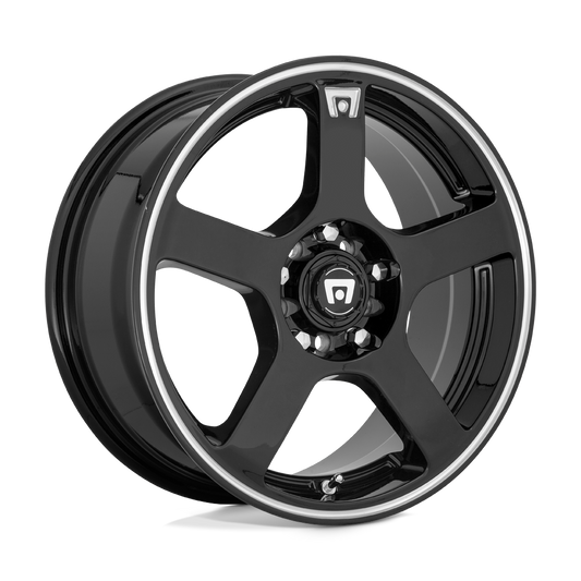 Motegi MR116 FS5 - 18x8 45mm 5x108/5x114.3 GLOSS BLACK W/ MACHINED FLANGE Wheel | MR11688001345