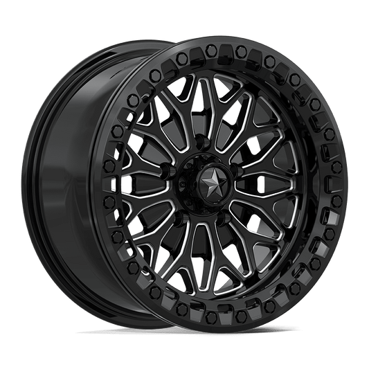 MSA OFFROAD WHEELS MA53 BOLO UTV BEADLOCK 15X7 10 5X114.3 GLOSS BLACK MILLED