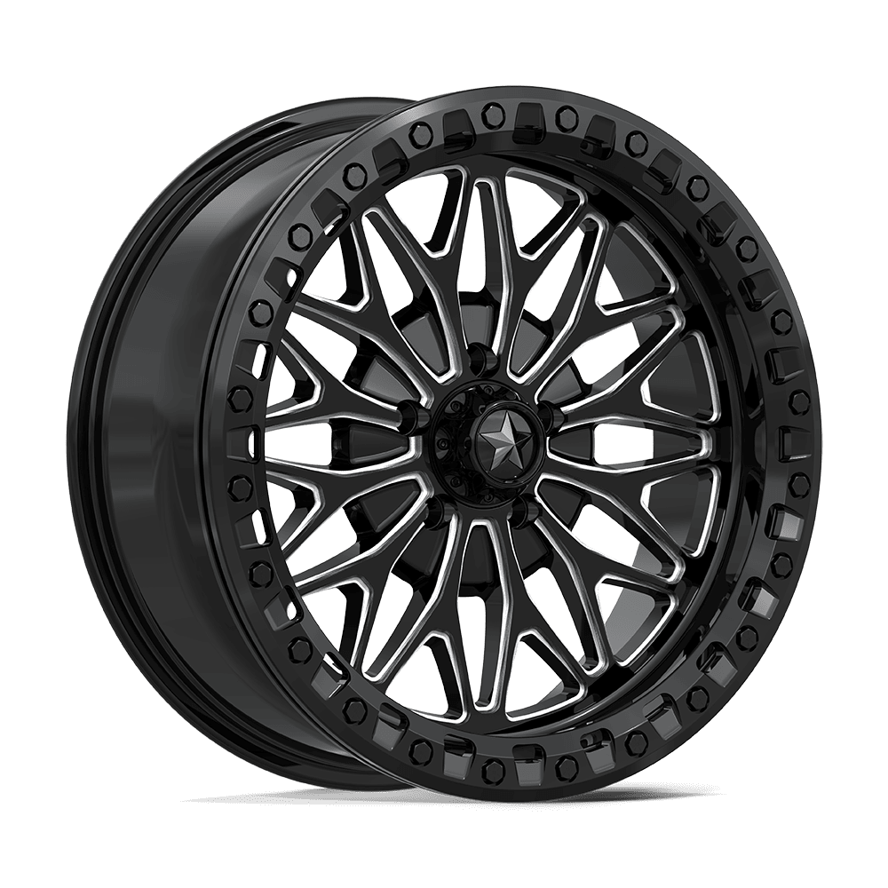 MSA OFFROAD WHEELS MA53 BOLO UTV BEADLOCK 18X7 10 5X114.3 GLOSS BLACK MILLED
