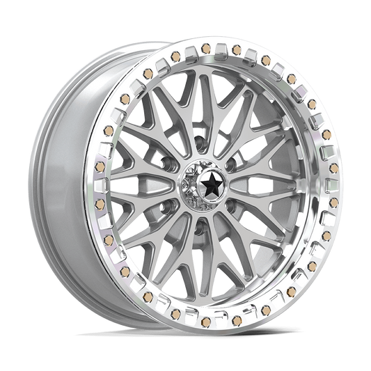 Msa Offroad Wheels MA53 BOLO UTV BEADLOCK - 18x7 10mm 6x139.7 GLOSS SILVER W/ MACHINED FACE Wheel | MA053SD18706U10
