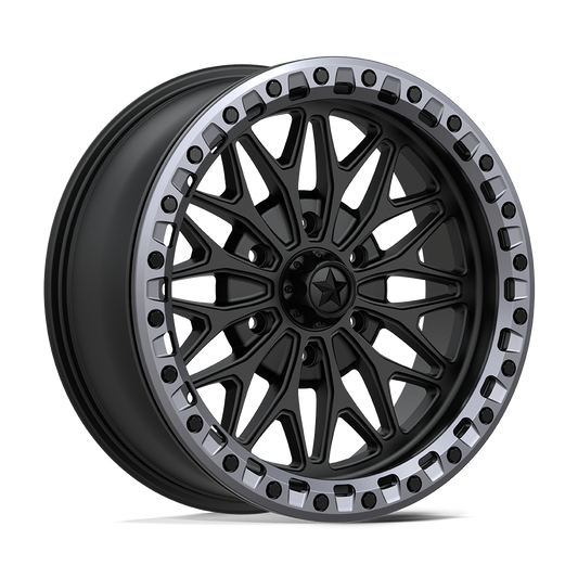 Msa Offroad Wheels MA53 BOLO UTV BEADLOCK - 18x7 10mm 6x139.7 MATTE BLACK W/ GL-GUNMETAL RG Wheel | MA053MA18706U10