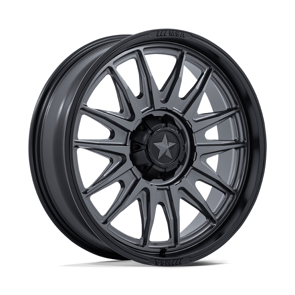 MSA OFFROAD WHEELS M55 COMMANDER UTV 22X7 0 5X114.3 MATTE GUNMETAL W/ M-BLK LIP