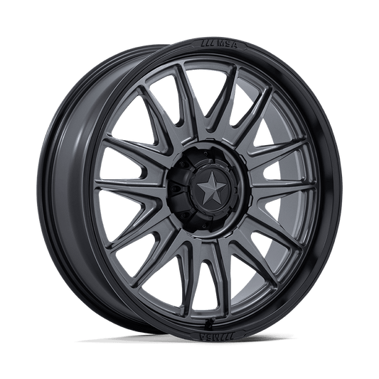 MSA OFFROAD WHEELS M55 COMMANDER UTV 18X7 10 4X110 MATTE GUNMETAL W/ M-BLK LIP