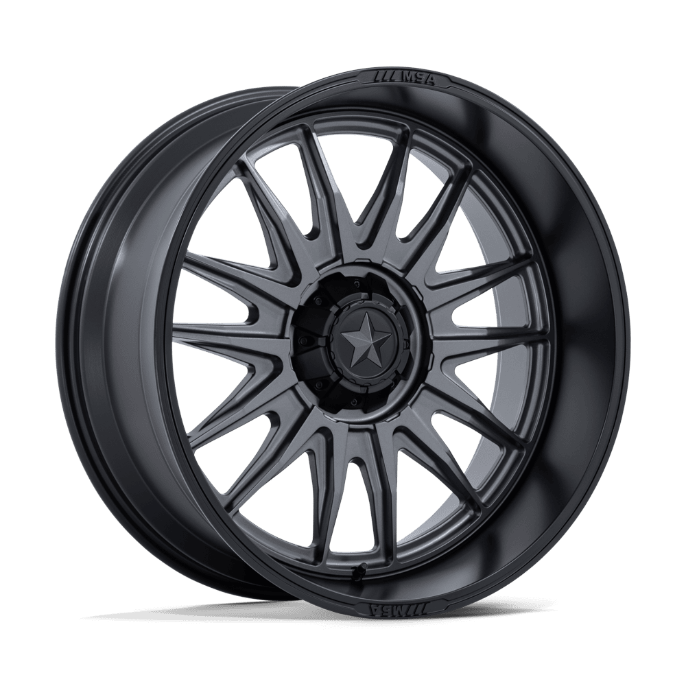 MSA OFFROAD WHEELS M55 COMMANDER UTV 24X10 -25 4X137/4X156 MATTE GUNMETAL W/ M-BLK LIP