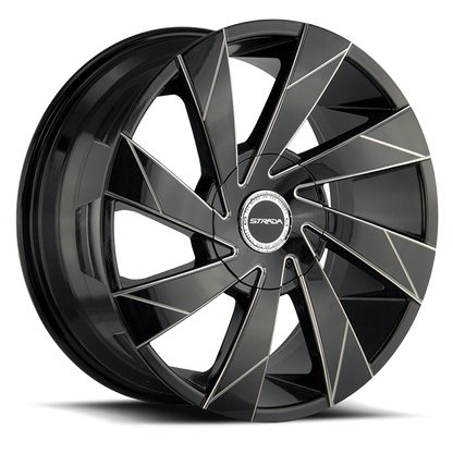 STRADA S62 MOTO 20X8.5 40MM 5X112/5X115 GLOSS BLACK MILLED EDGE SPOKE | S62050240GBML