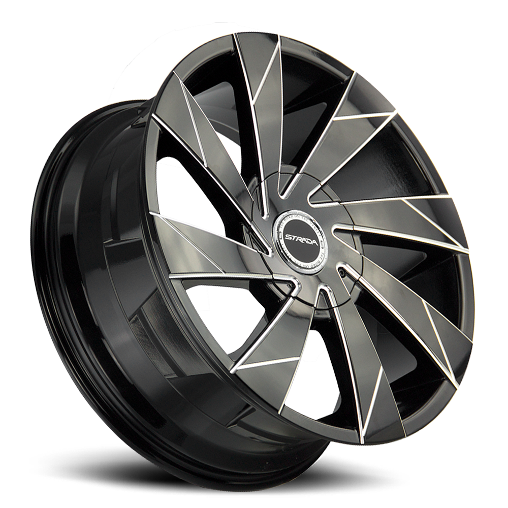 STRADA S62 MOTO 20X8.5 40MM 5X112/5X115 GLOSS BLACK MILLED EDGE SPOKE | S62050240GBML