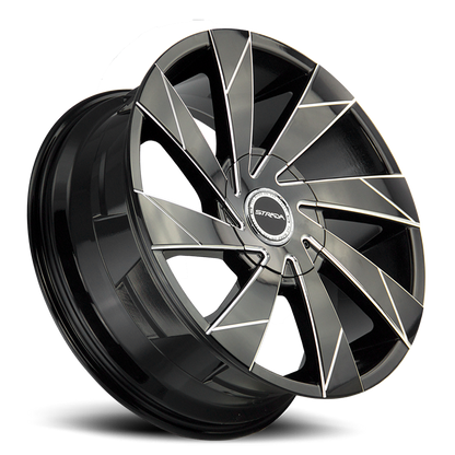 STRADA S62 MOTO 20X8.5 40MM 5X112/5X115 GLOSS BLACK MILLED EDGE SPOKE | S62050240GBML