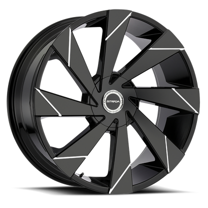 STRADA S62 MOTO 24X10 15MM 5X115/5X120 GLOSS BLACK MILLED LINE | S62450115GBL