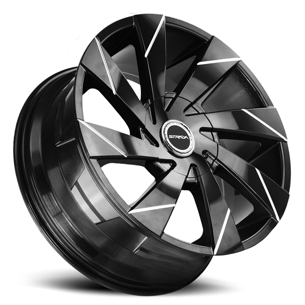 STRADA S62 MOTO 20X8.5 40MM 5X108/5X114.3 GLOSS BLACK MILLED LINE | S62050440GBL