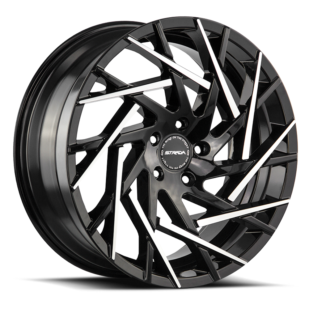 STRADA S64 NIDO 20X8.5 35MM 5X112 GLOSS BLACK MACHINED TIPS | S64051235GBMT