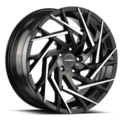 STRADA S64 NIDO 20X8.5 35MM 5X112 GLOSS BLACK MACHINED TIPS | S64051235GBMT