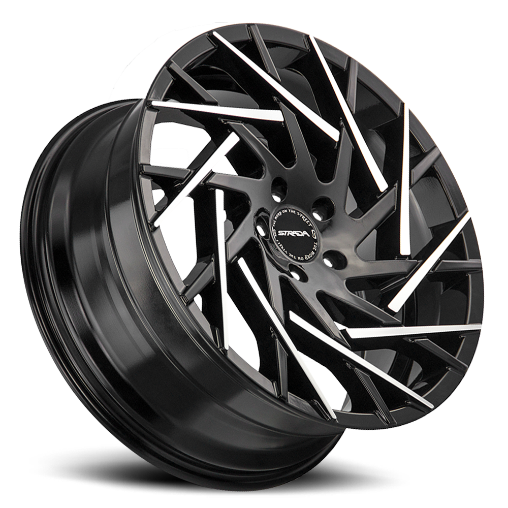 STRADA S64 NIDO 20X8.5 35MM 5X112 GLOSS BLACK MACHINED TIPS | S64051235GBMT