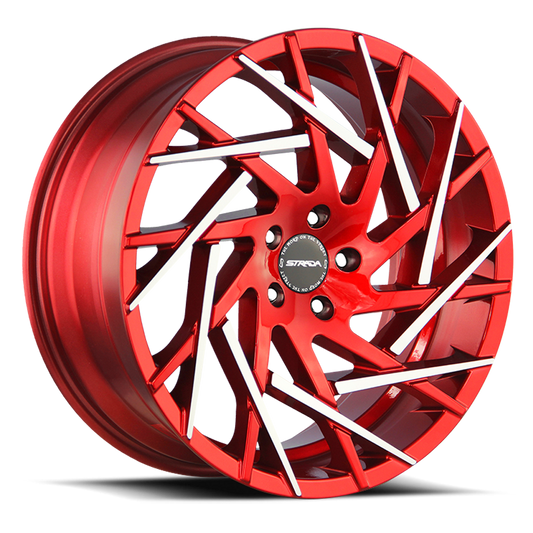 STRADA S64 NIDO 22X9 35MM 5X114.3 CANDY RED MACHINED TIPS | S64251435RMT