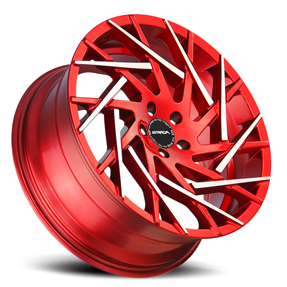 STRADA S64 NIDO 20X8.5 35MM 5X114.3 CANDY RED MACHINED TIPS | S64051435RMT