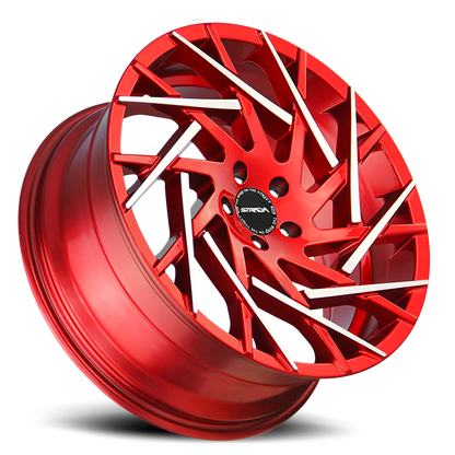 STRADA S64 NIDO 22X9 35MM 5X114.3 CANDY RED MACHINED TIPS | S64251435RMT