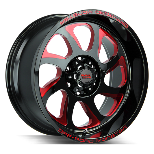 OFF ROAD MONSTER M22 M22 22X12 NEG 44MM BLANK GLOSS BLACK CANDY RED MILLED | M22212000N44GBMLR