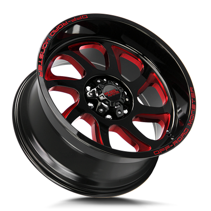 OFF ROAD MONSTER M22 M22 22X12 NEG 44MM BLANK GLOSS BLACK CANDY RED MILLED | M22212000N44GBMLR
