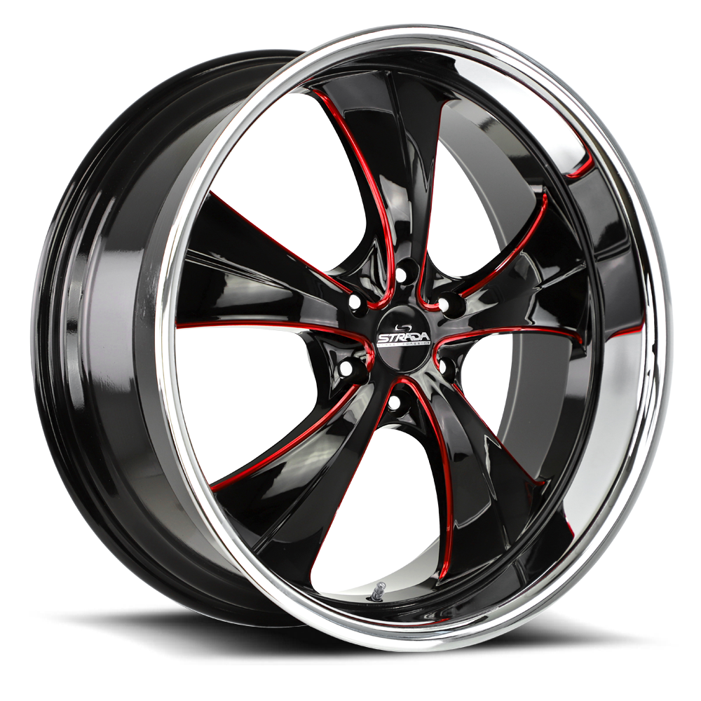 STRADA STREET CLASSICS C02 OLD SKOOL 24X10 15MM 5X115 GLOSS BLACK CANDY RED MILLED S | C02451515GBMLRSS